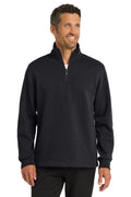 Port Authority Slub Fleece 1/4-Zip Pullover. F295 - Black - front
