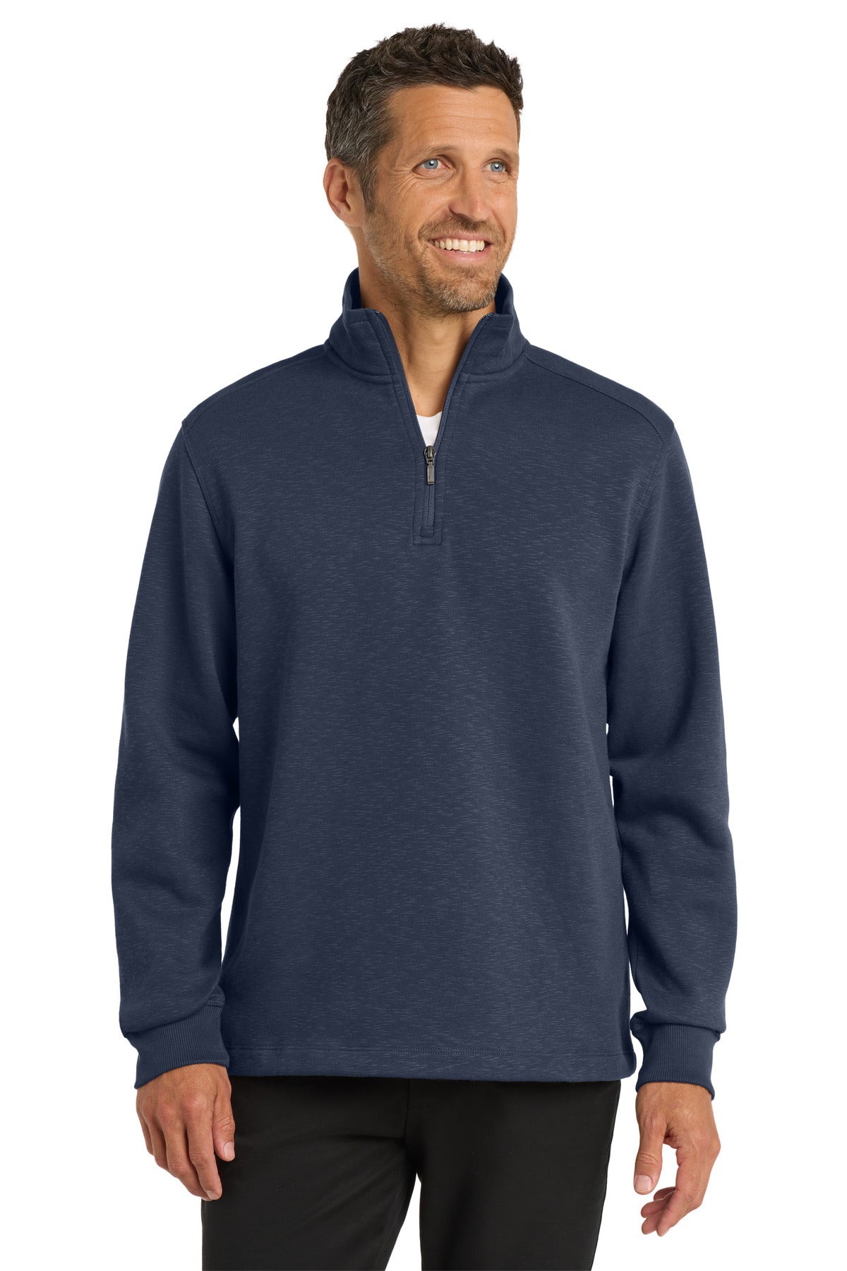 Port Authority Slub Fleece 1/4-Zip Pullover. F295 - Navy - front