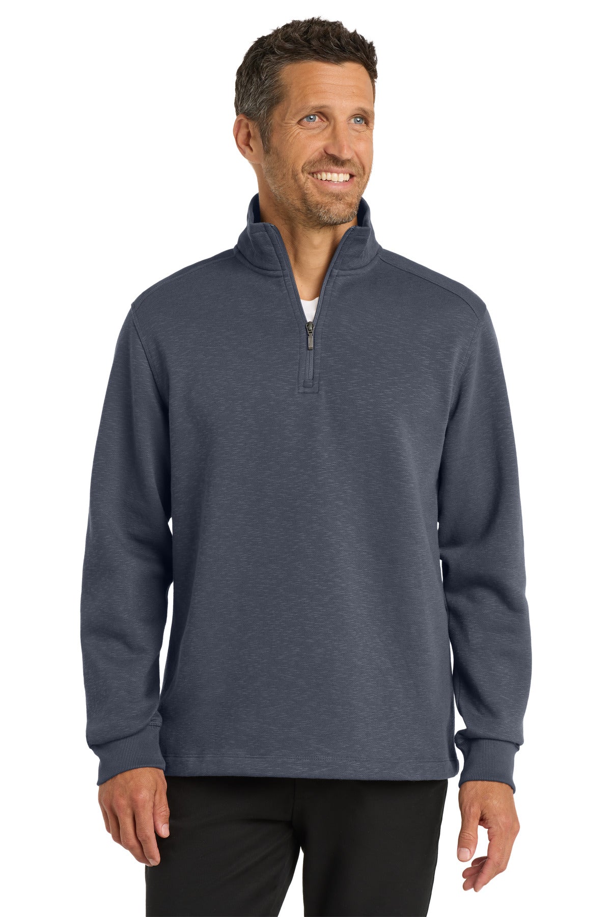 Port Authority Slub Fleece 1/4-Zip Pullover. F295 - Slate Grey - front