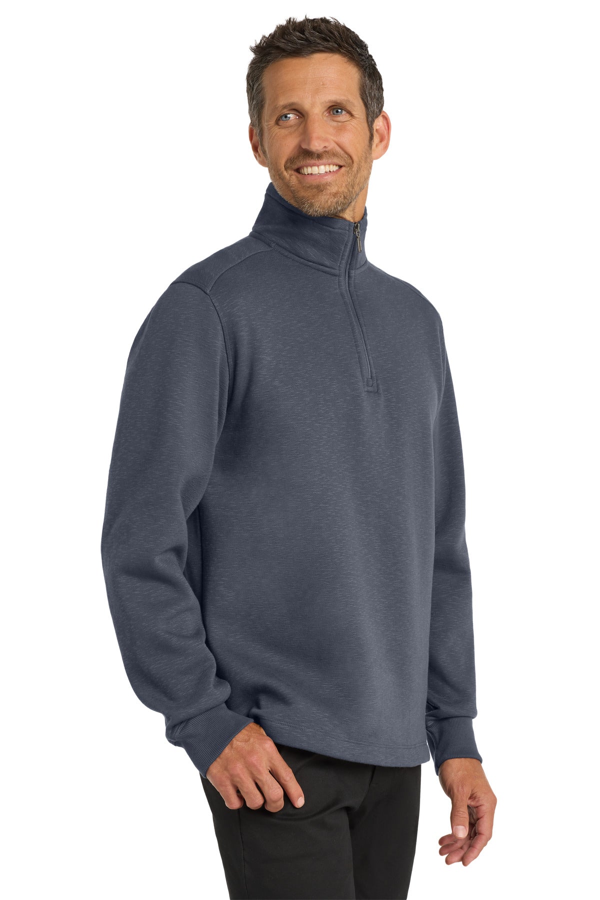 Port Authority Slub Fleece 1/4-Zip Pullover. F295 - Slate Grey - side