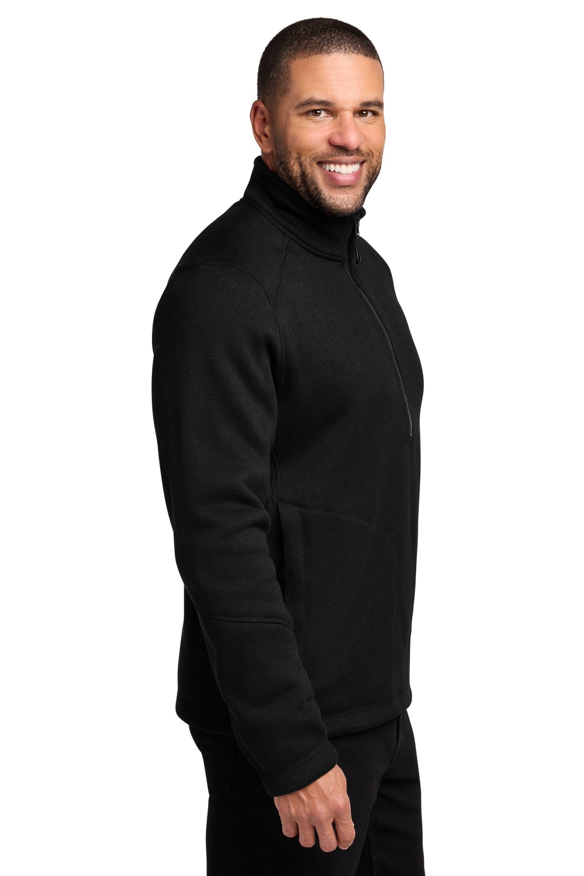 Port Authority Arc Sweater Fleece 1/4-Zip F426 - Deep Black - side