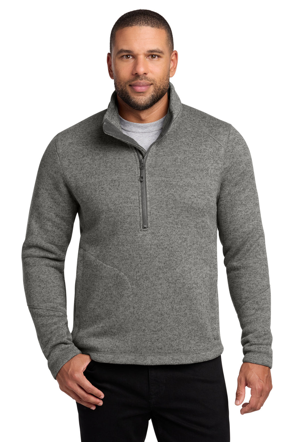Port Authority Arc Sweater Fleece 1/4-Zip F426 - Deep Smoke Heather - front