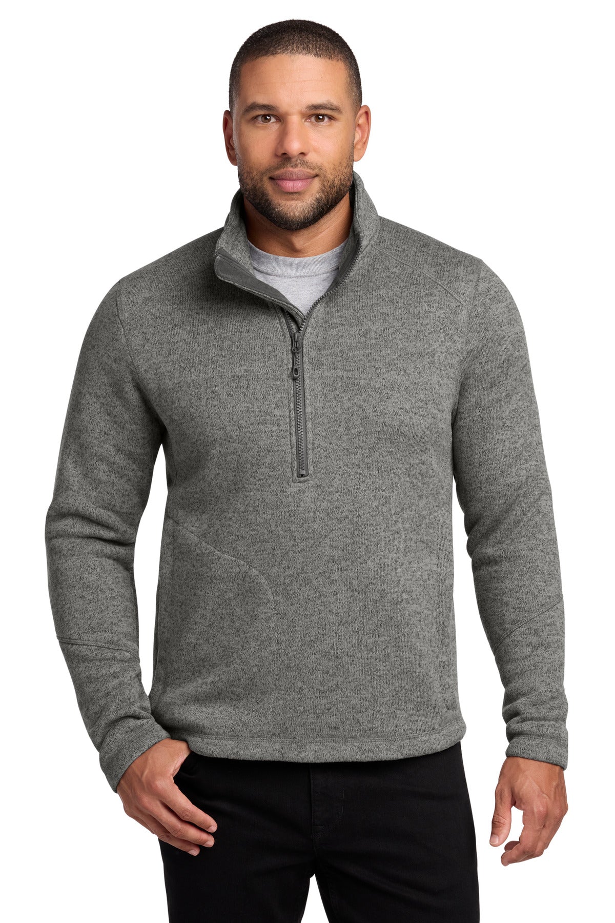 Port Authority Arc Sweater Fleece 1/4-Zip F426 - Deep Smoke Heather - front