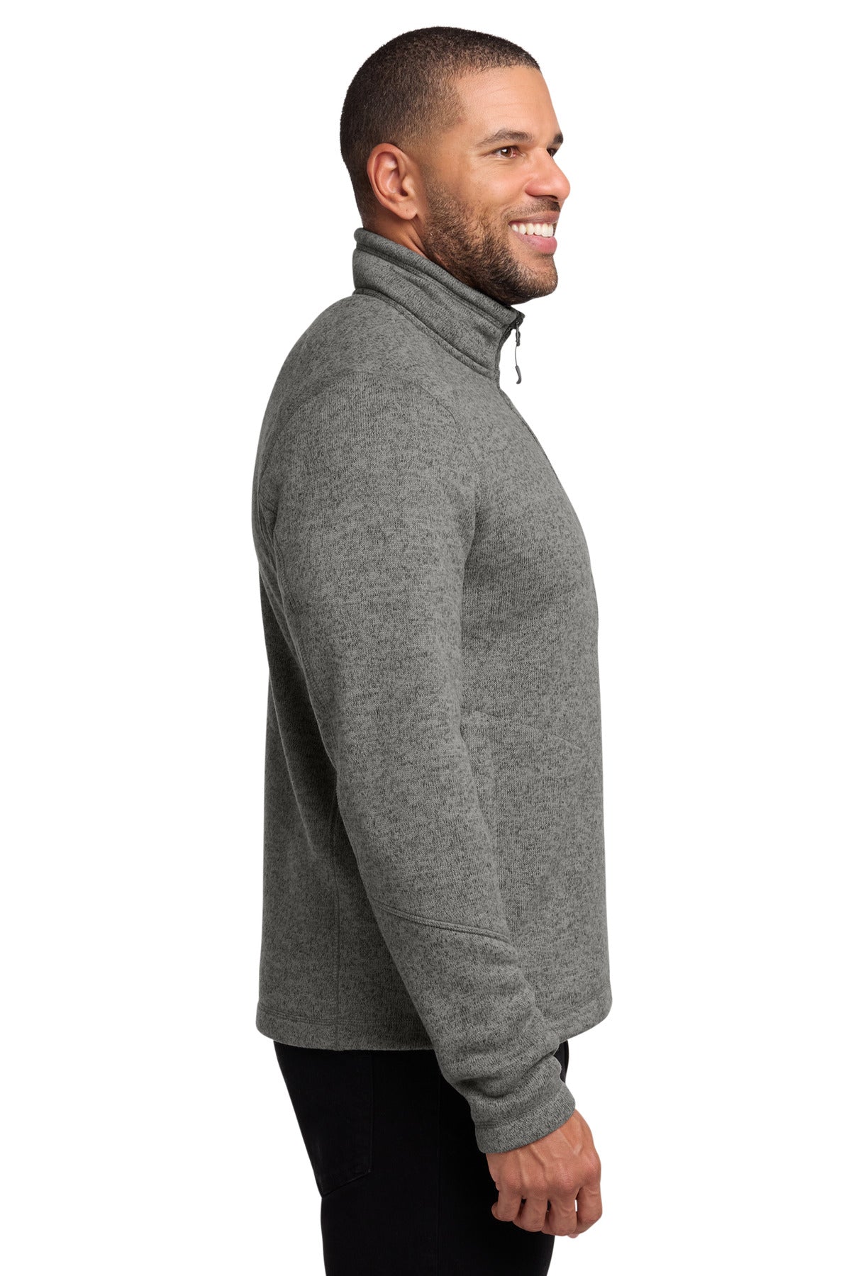 Port Authority Arc Sweater Fleece 1/4-Zip F426 - Deep Smoke Heather - side