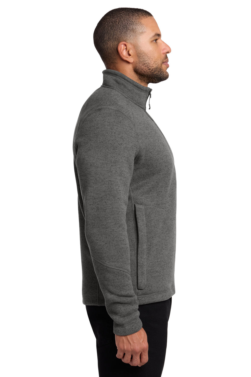 Port Authority Arc Sweater Fleece 1/4-Zip F426 - Grey Smoke Heather - side