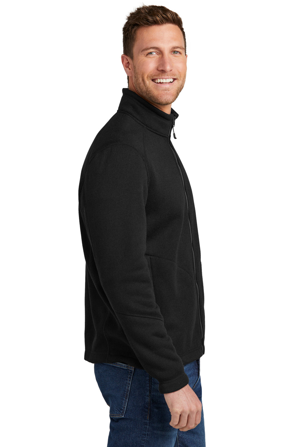 Port Authority Arc Sweater Fleece Jacket F428 - Deep Black - side