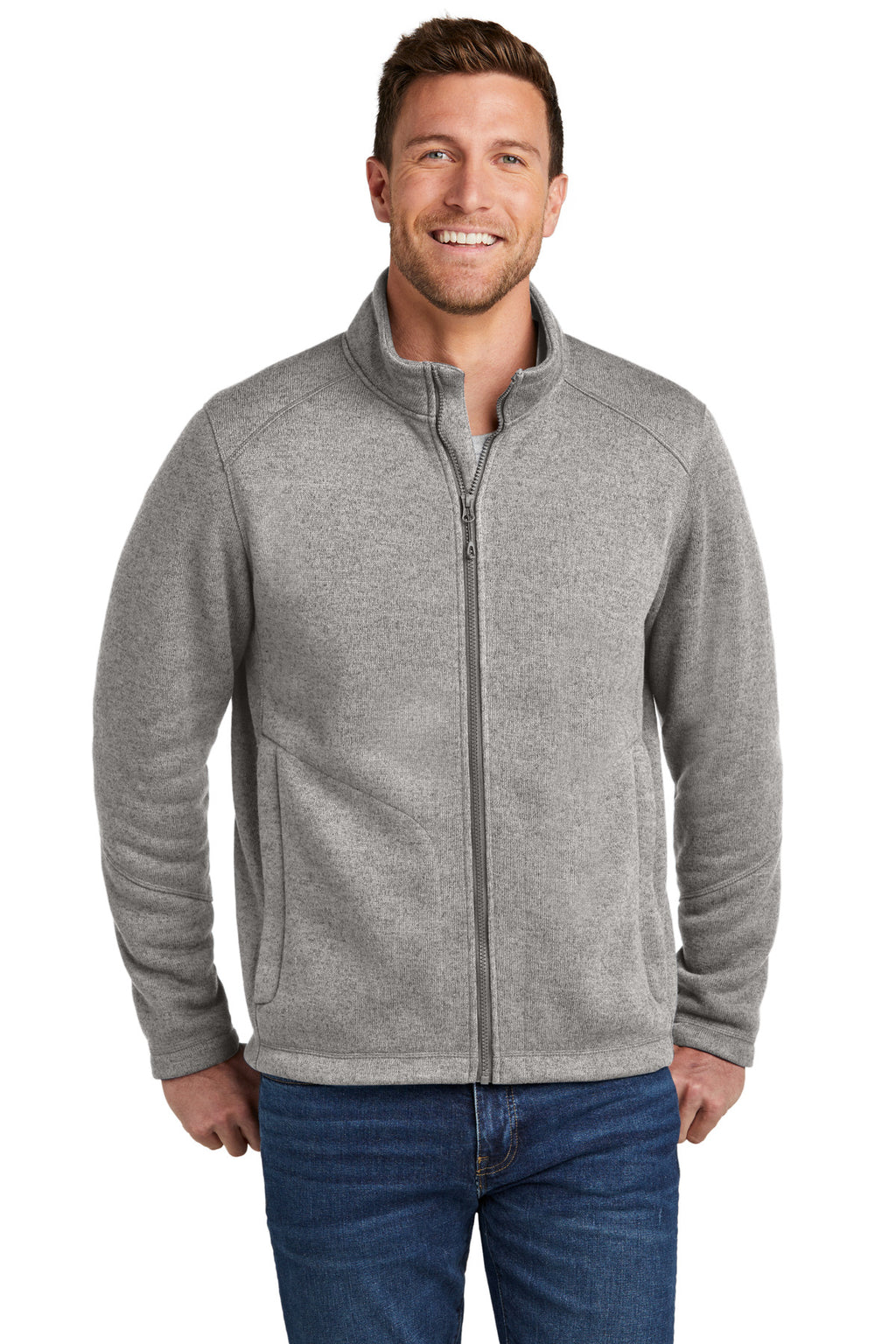 Port Authority Arc Sweater Fleece Jacket F428 - Deep Smoke Heather - front