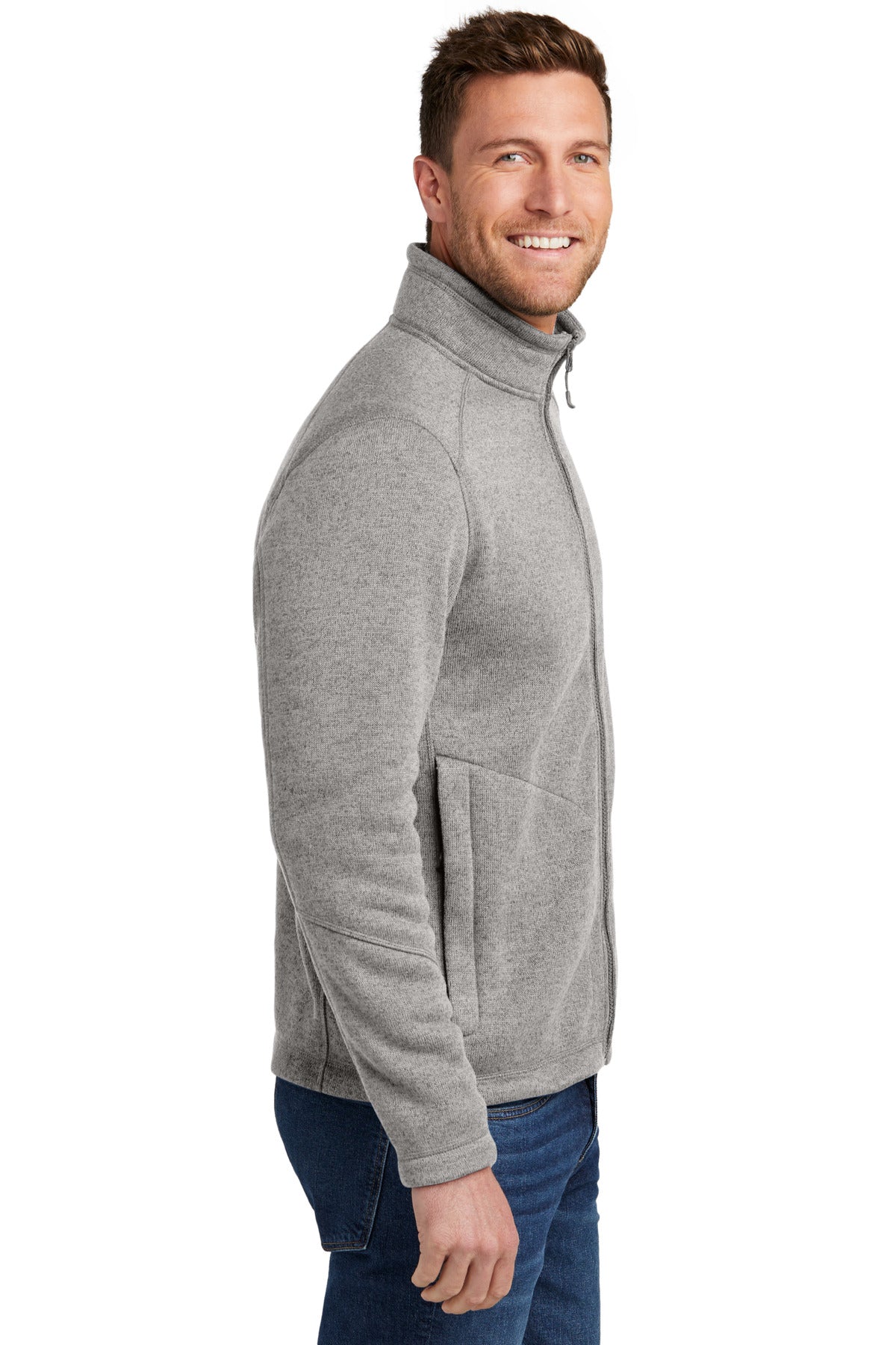 Port Authority Arc Sweater Fleece Jacket F428 - Deep Smoke Heather - side