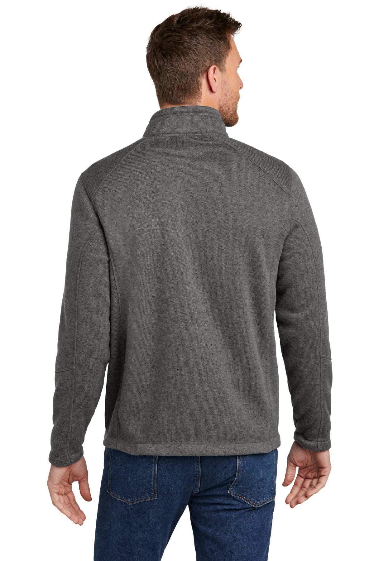 Port Authority Arc Sweater Fleece Jacket F428 - Grey Smoke Heather - back