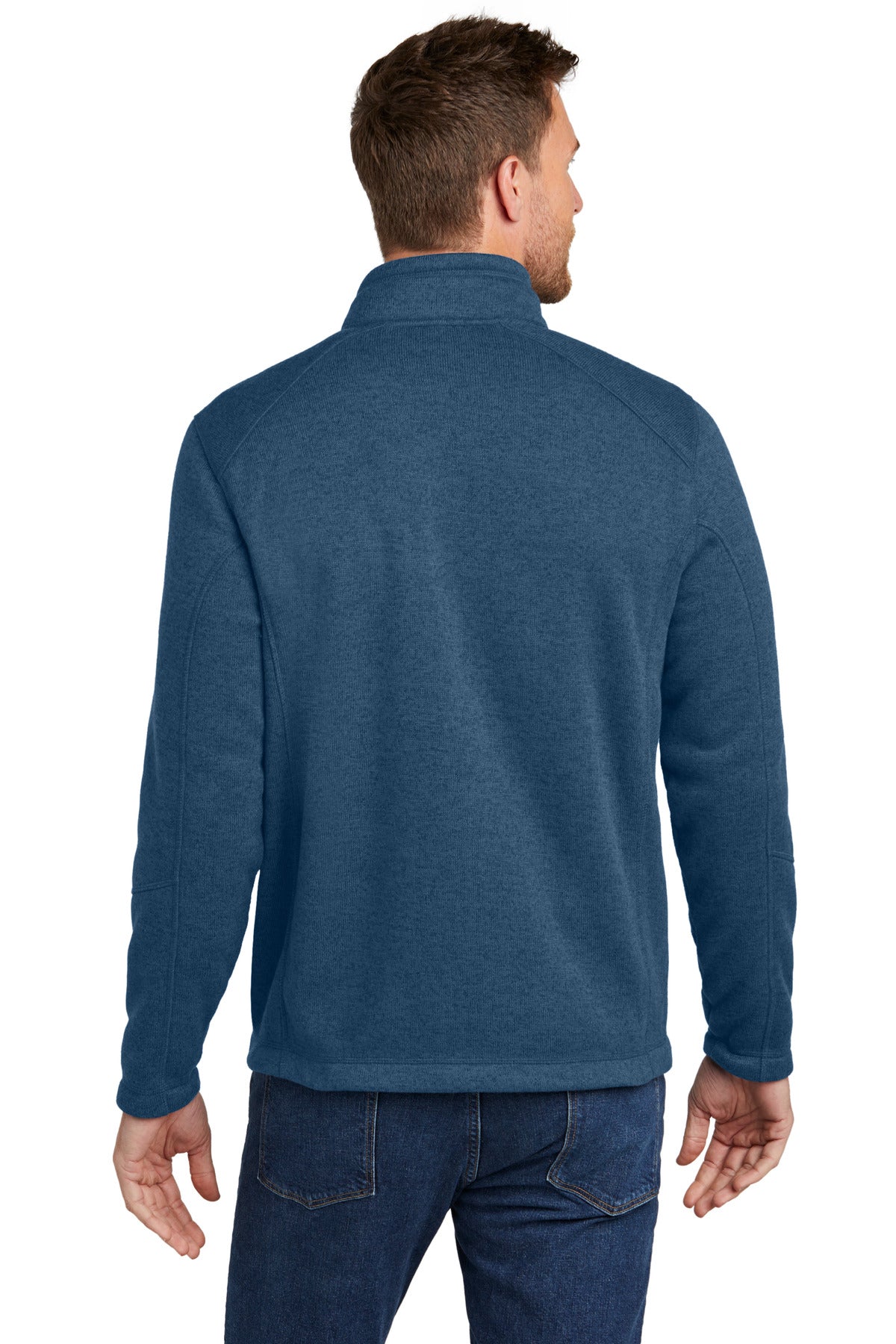 Port Authority Arc Sweater Fleece Jacket F428 - Insignia Blue Heather - back