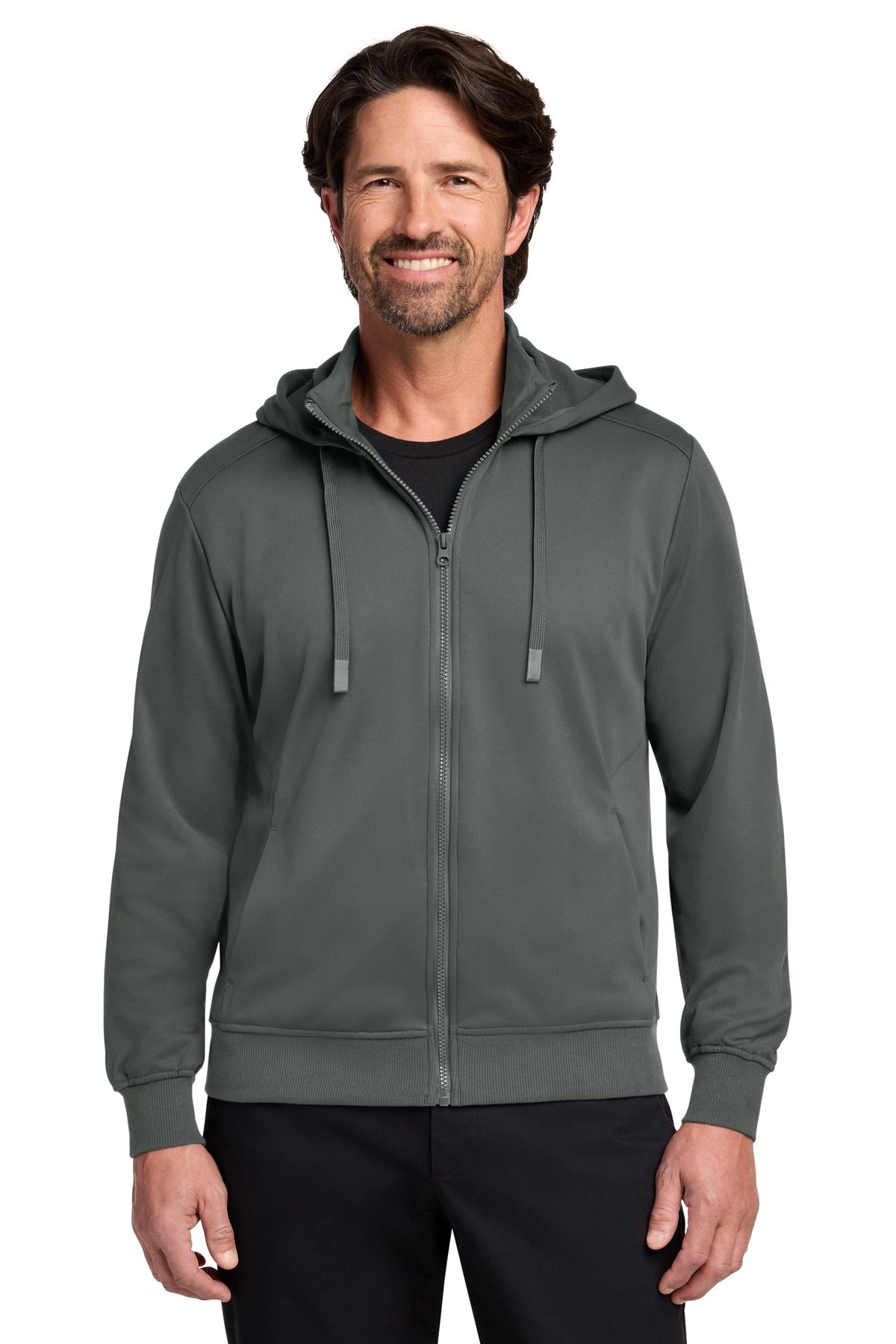 Port Authority Smooth Fleece Hooded Jacket F814 - Graphite - front