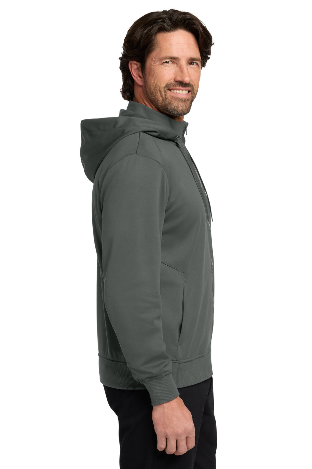 Port Authority Smooth Fleece Hooded Jacket F814 - Graphite - side