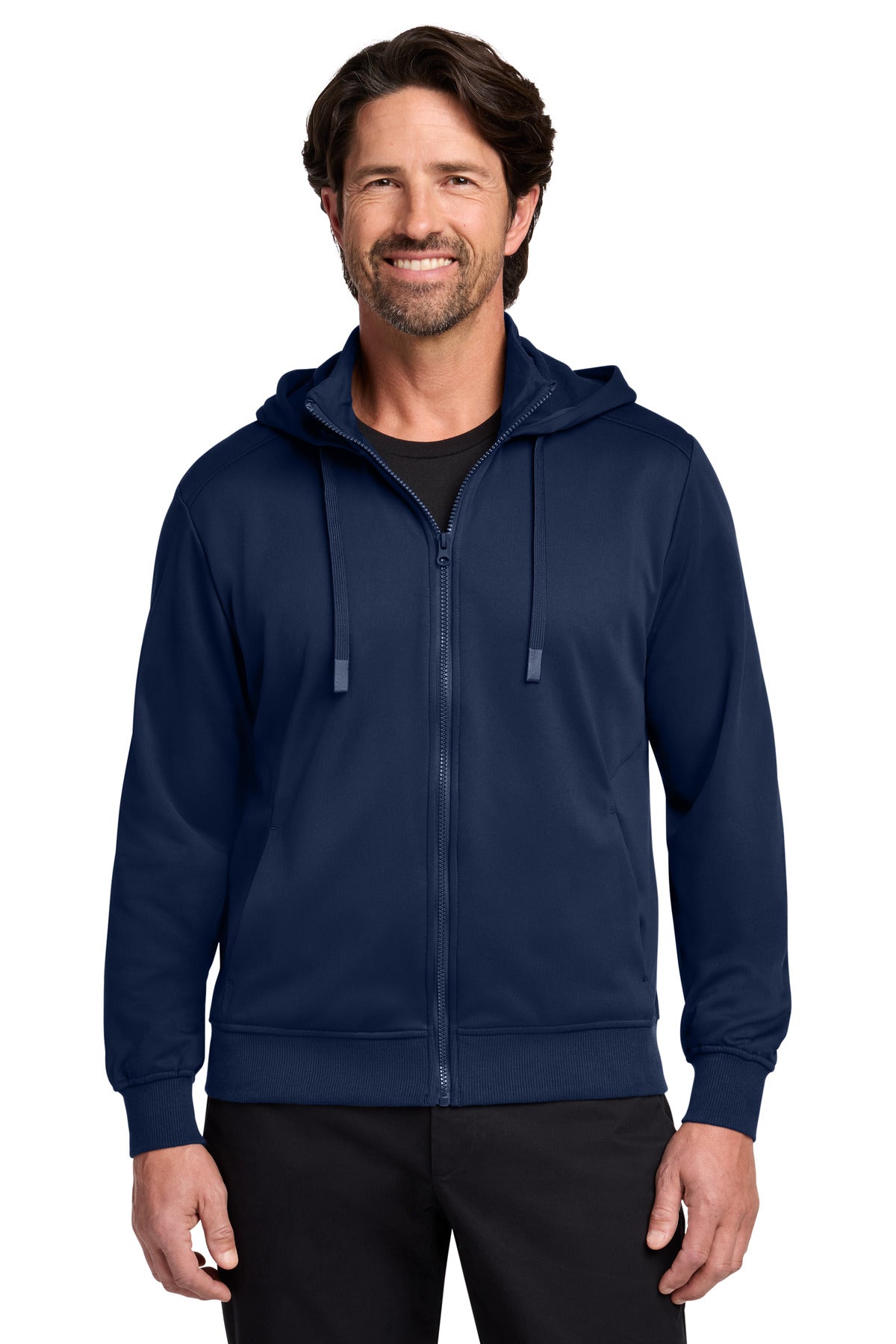Port Authority Smooth Fleece Hooded Jacket F814 - River Blue Navy - front