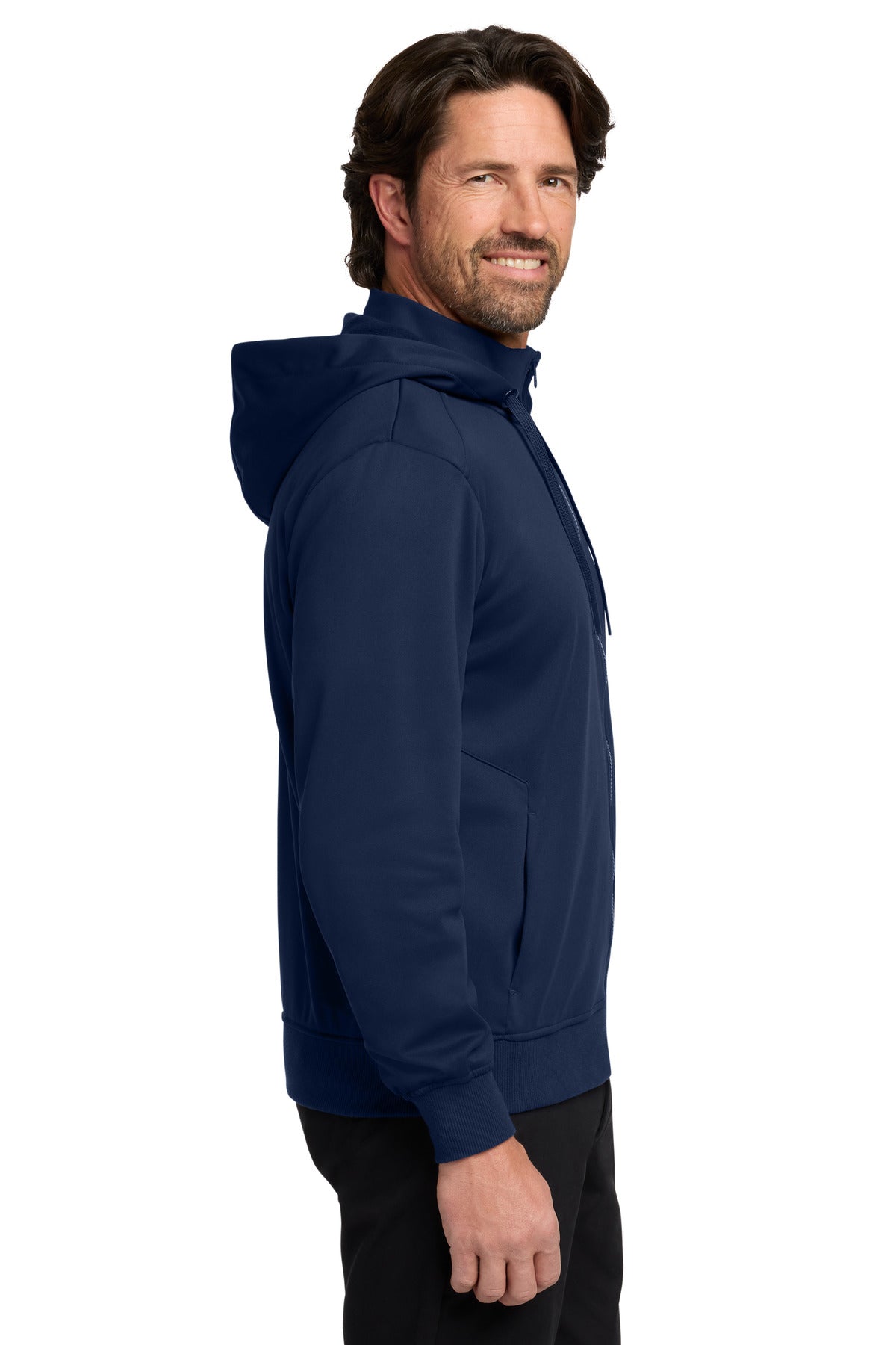 Port Authority Smooth Fleece Hooded Jacket F814 - River Blue Navy - side