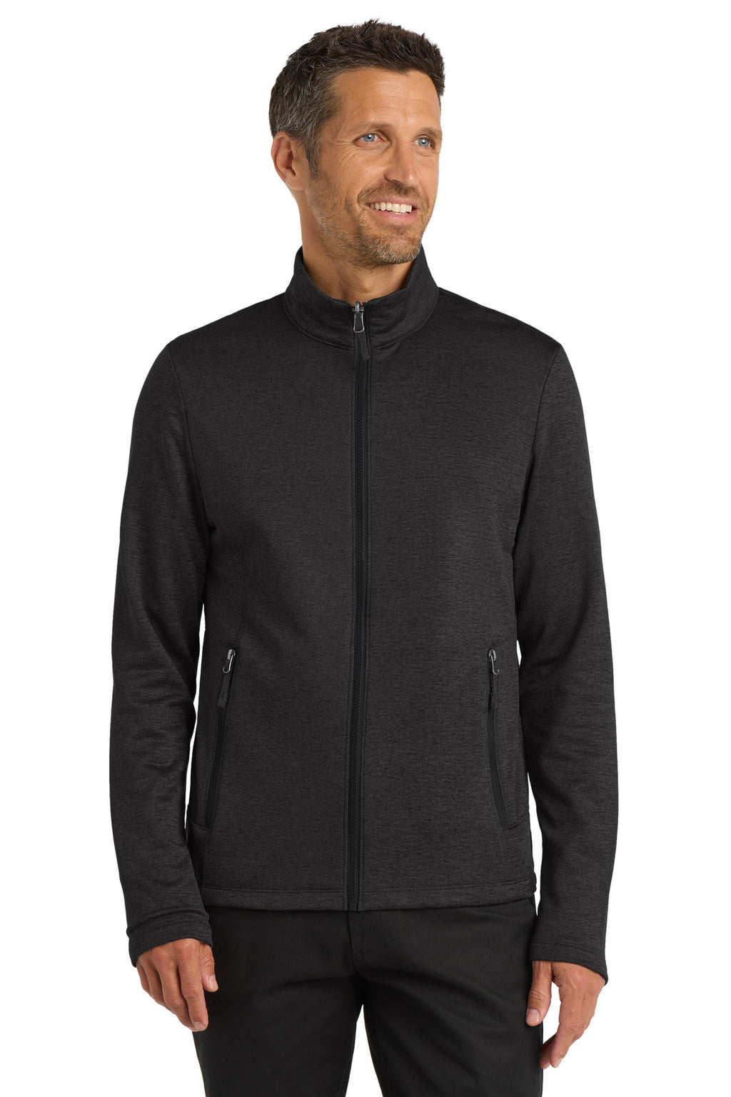 Port Authority Collective Striated Fleece Jacket. F905 - Deep Black Heather - front