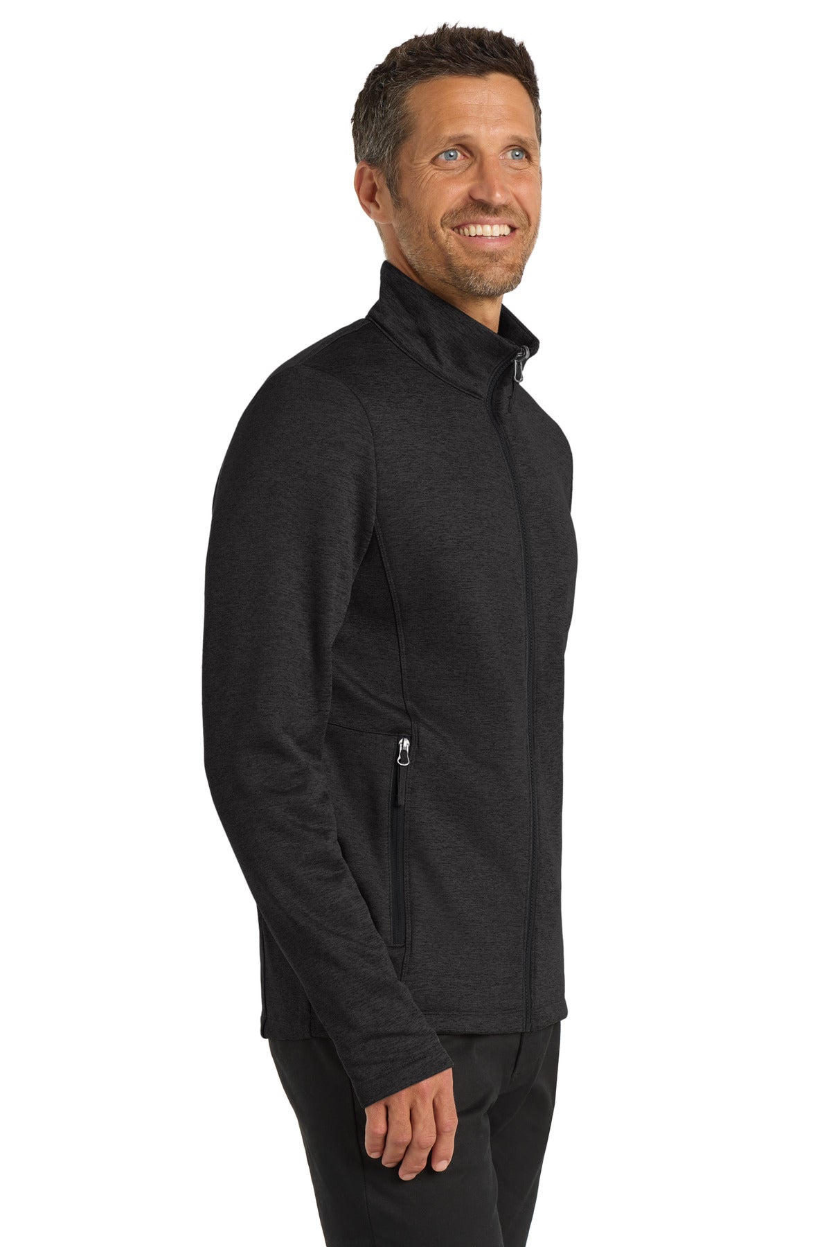 Port Authority Collective Striated Fleece Jacket. F905 - Deep Black Heather - side