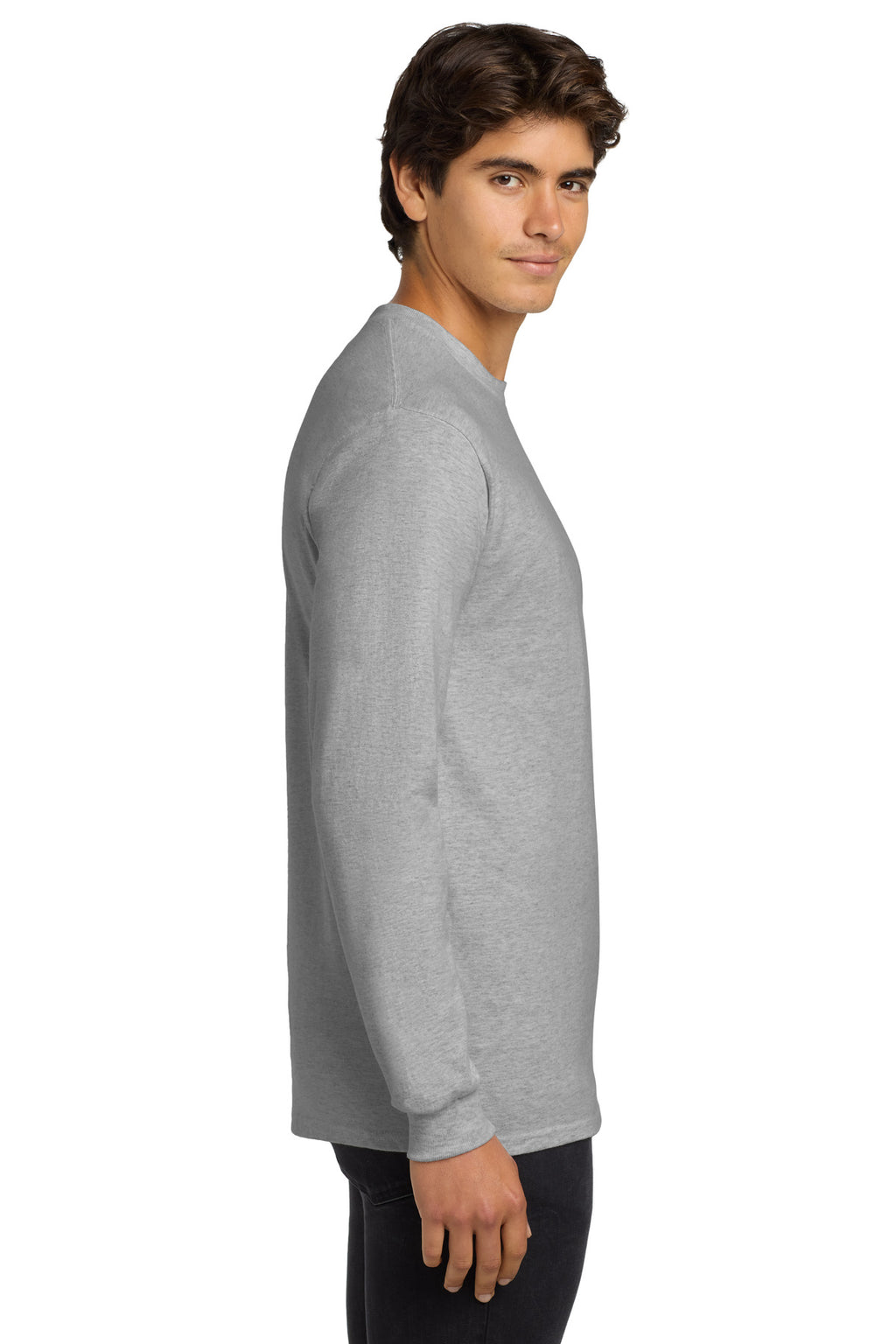 Gildan - Ultra Cotton 100% US Cotton Long Sleeve T-Shirt. G2400 - Ash - side