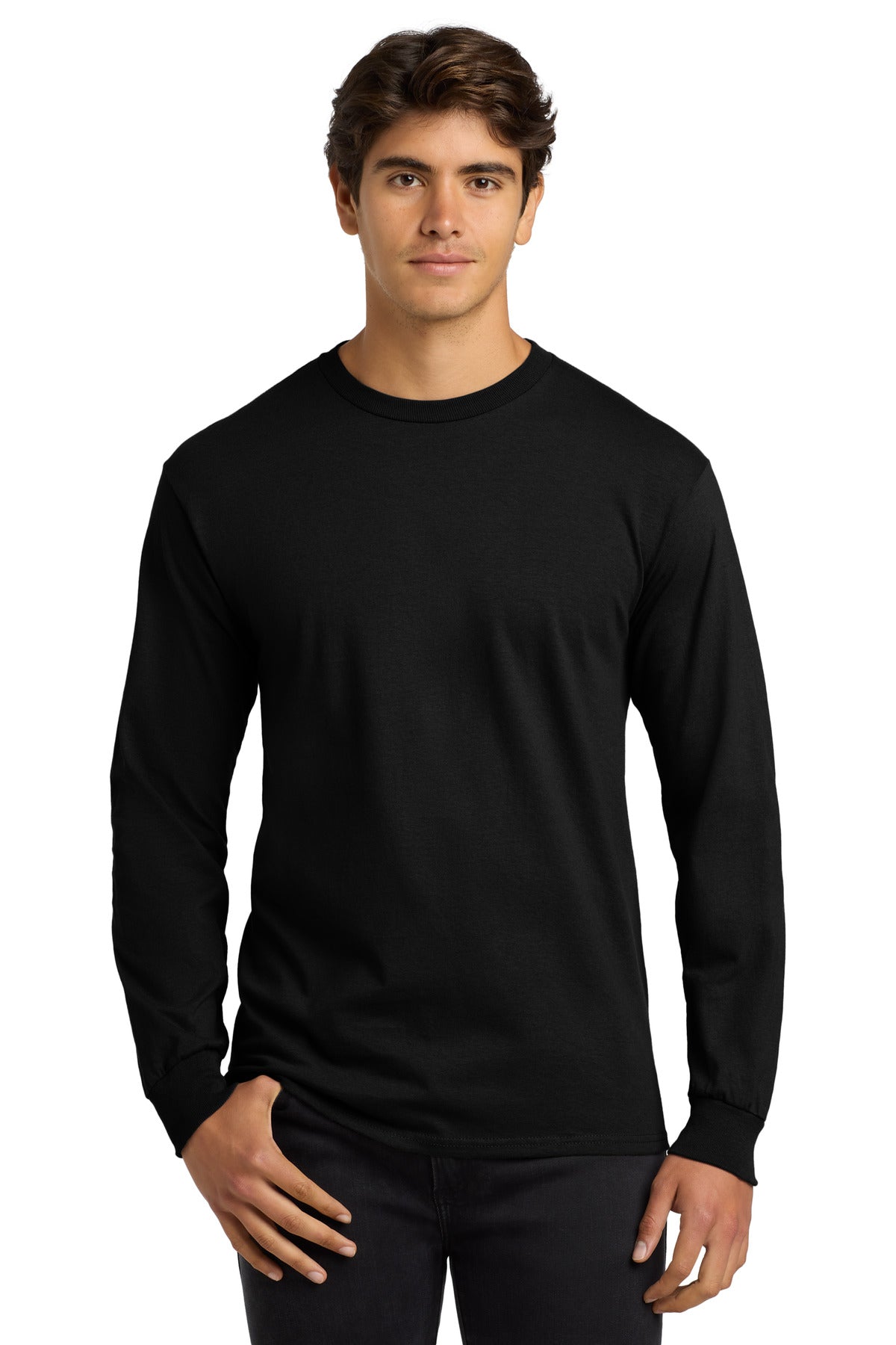 Gildan - Ultra Cotton 100% US Cotton Long Sleeve T-Shirt. G2400 - Black - front