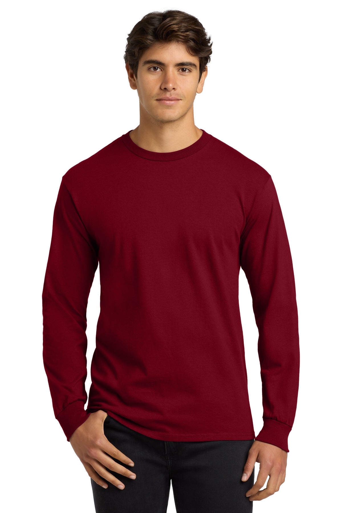 Gildan - Ultra Cotton 100% US Cotton Long Sleeve T-Shirt. G2400 - Cardinal Red - front