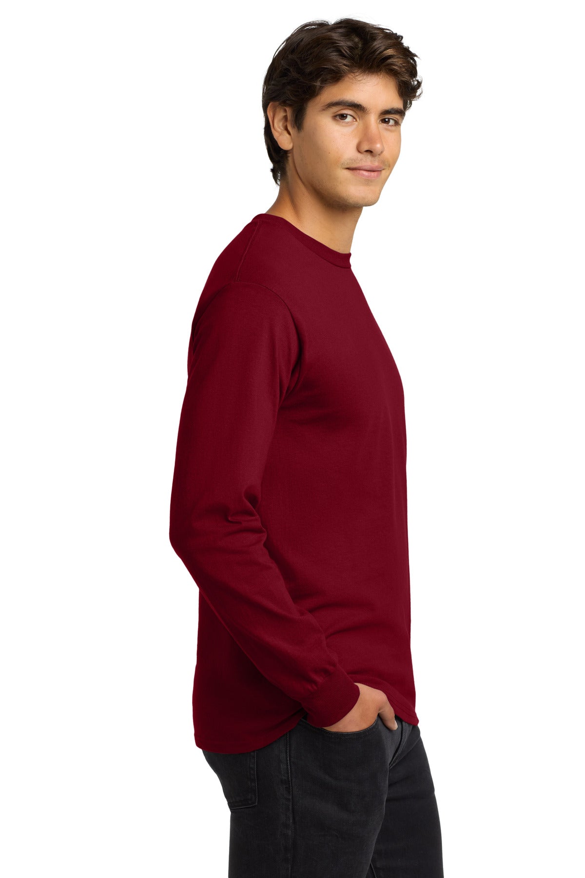Gildan - Ultra Cotton 100% US Cotton Long Sleeve T-Shirt. G2400 - Cardinal Red - side