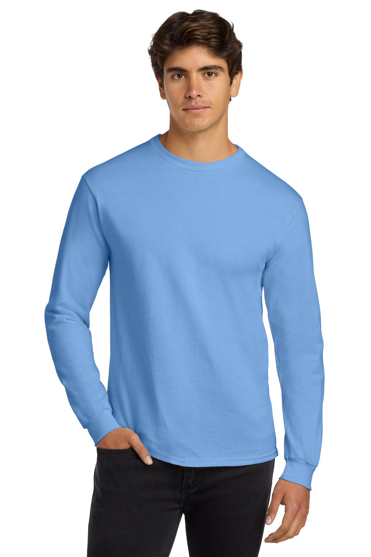 Gildan - Ultra Cotton 100% US Cotton Long Sleeve T-Shirt. G2400 - Carolina Blue - front