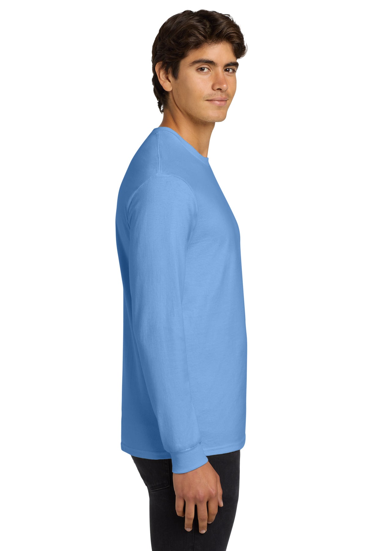 Gildan - Ultra Cotton 100% US Cotton Long Sleeve T-Shirt. G2400 - Carolina Blue - side