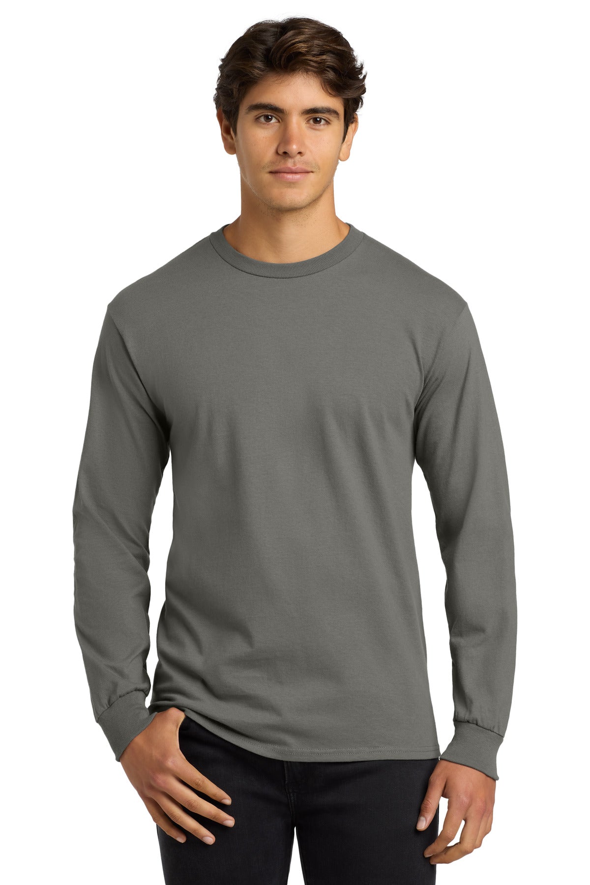 Gildan - Ultra Cotton 100% US Cotton Long Sleeve T-Shirt. G2400 - Charcoal - front