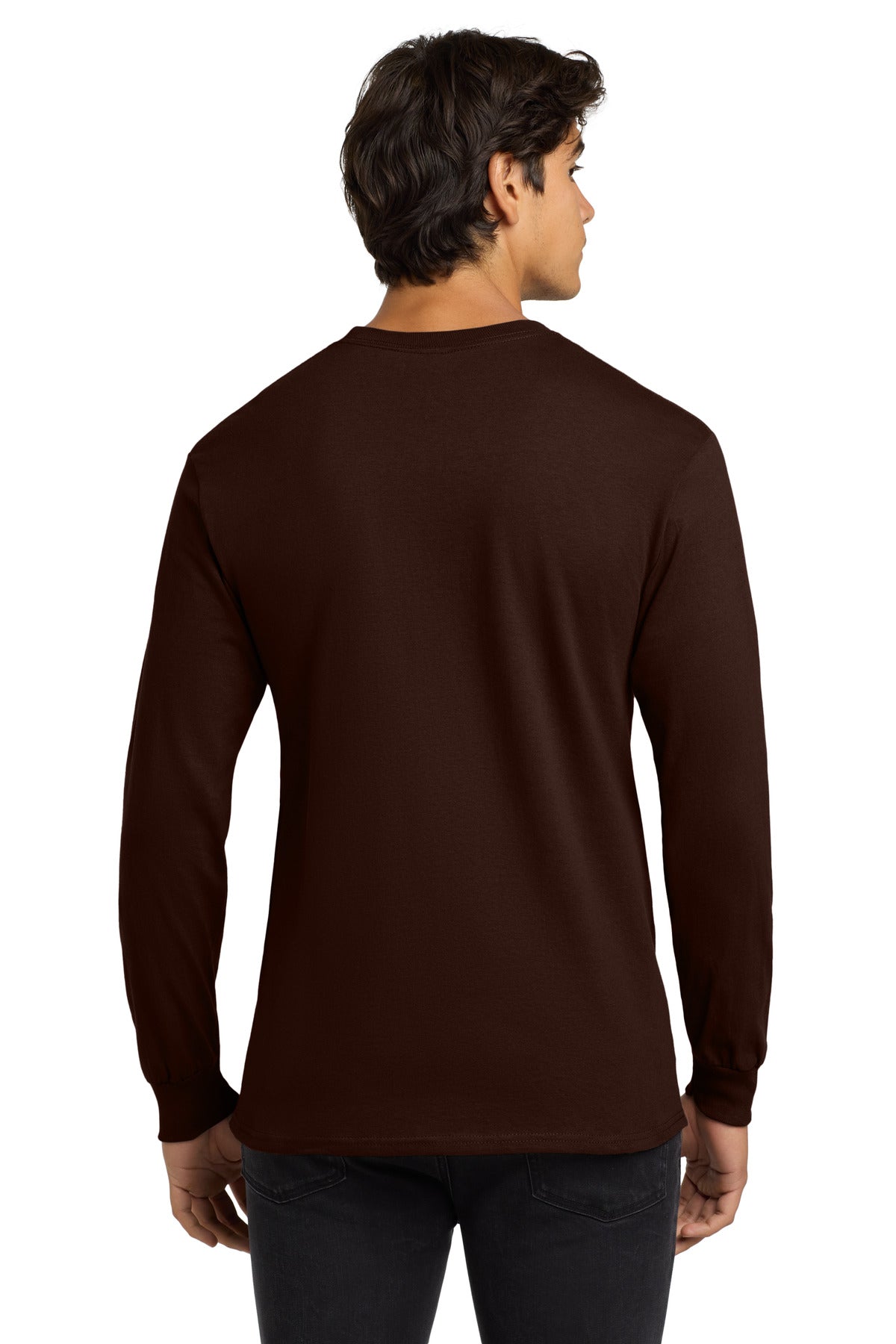 Gildan - Ultra Cotton 100% US Cotton Long Sleeve T-Shirt. G2400 - Dark Chocolate - back