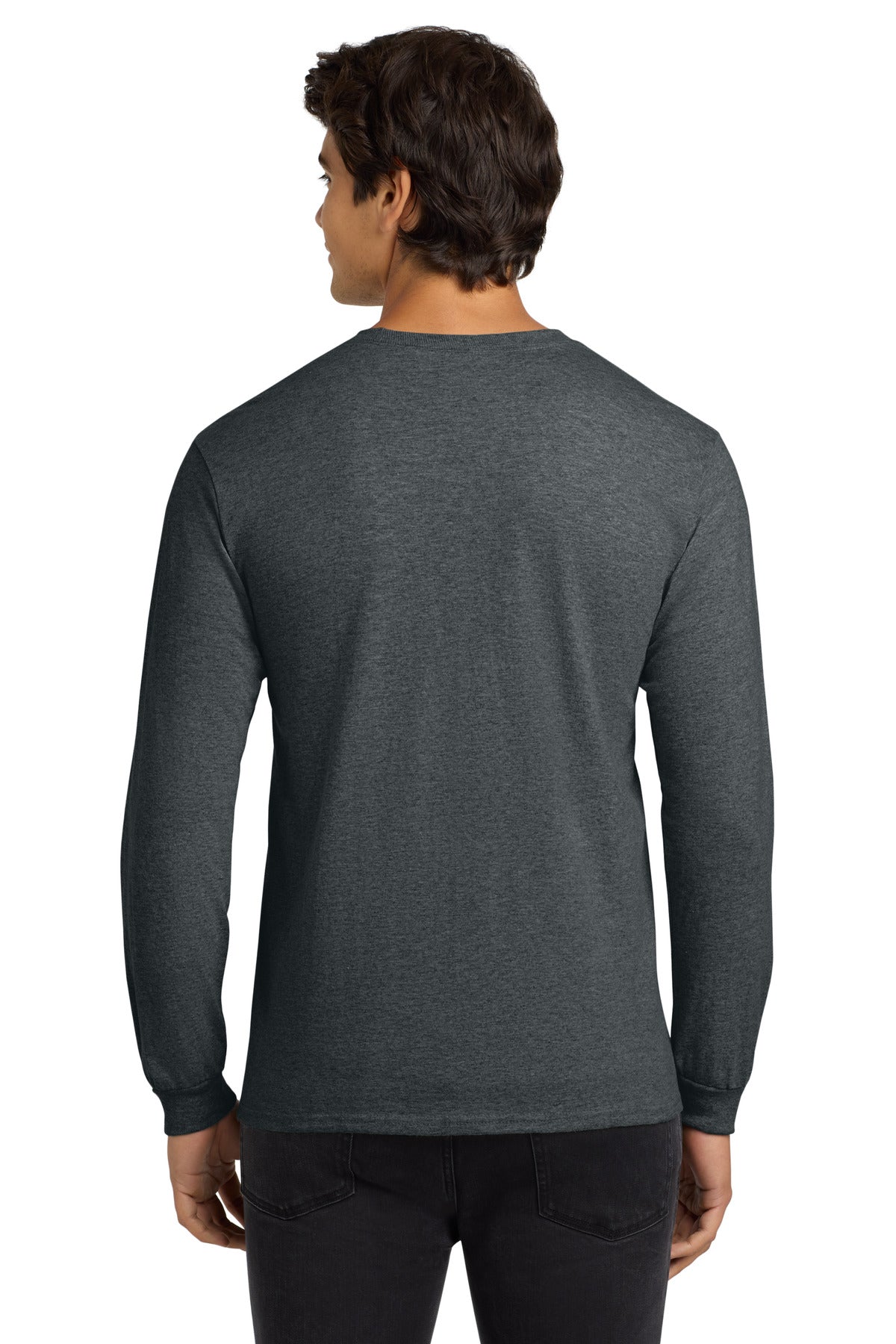 Gildan - Ultra Cotton 100% US Cotton Long Sleeve T-Shirt. G2400 - Dark Heather - back