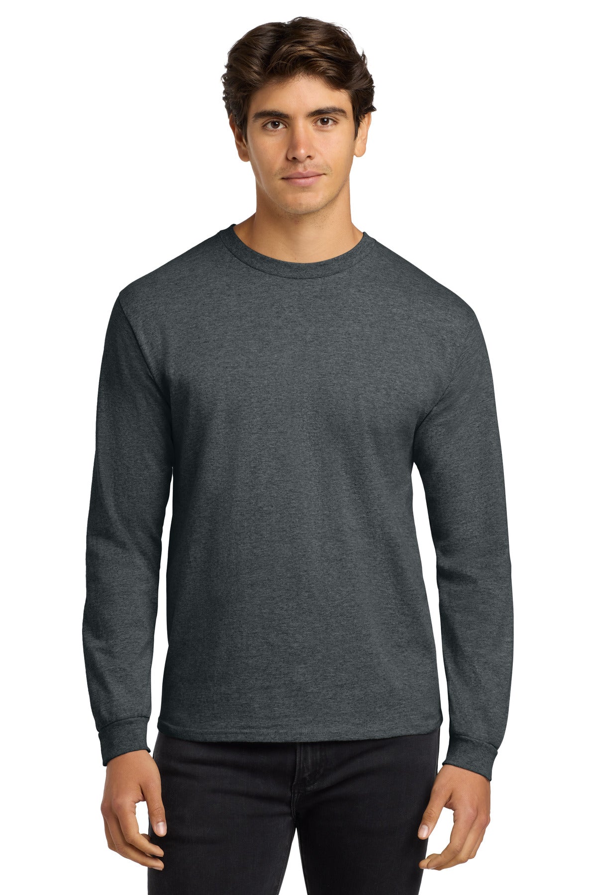 Gildan - Ultra Cotton 100% US Cotton Long Sleeve T-Shirt. G2400 - Dark Heather - front