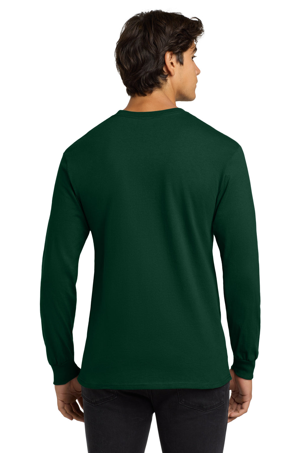 Gildan - Ultra Cotton 100% US Cotton Long Sleeve T-Shirt. G2400 - Forest Green - back