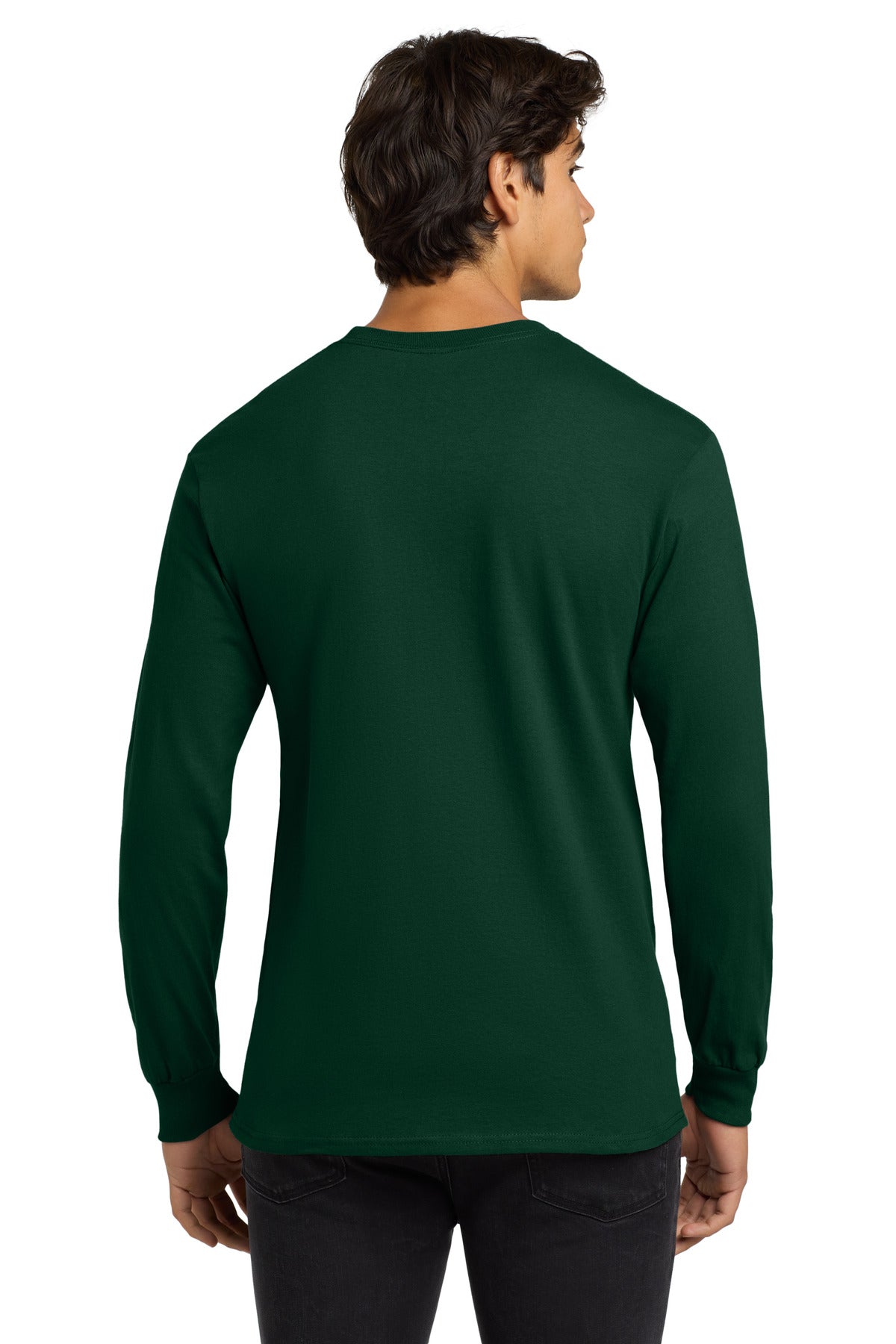 Gildan - Ultra Cotton 100% US Cotton Long Sleeve T-Shirt. G2400 - Forest Green - back