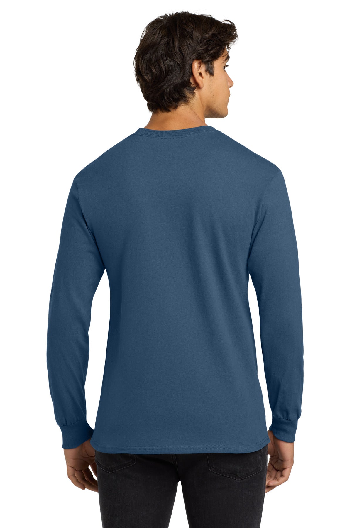 Gildan - Ultra Cotton 100% US Cotton Long Sleeve T-Shirt. G2400 - Indigo Blue - back