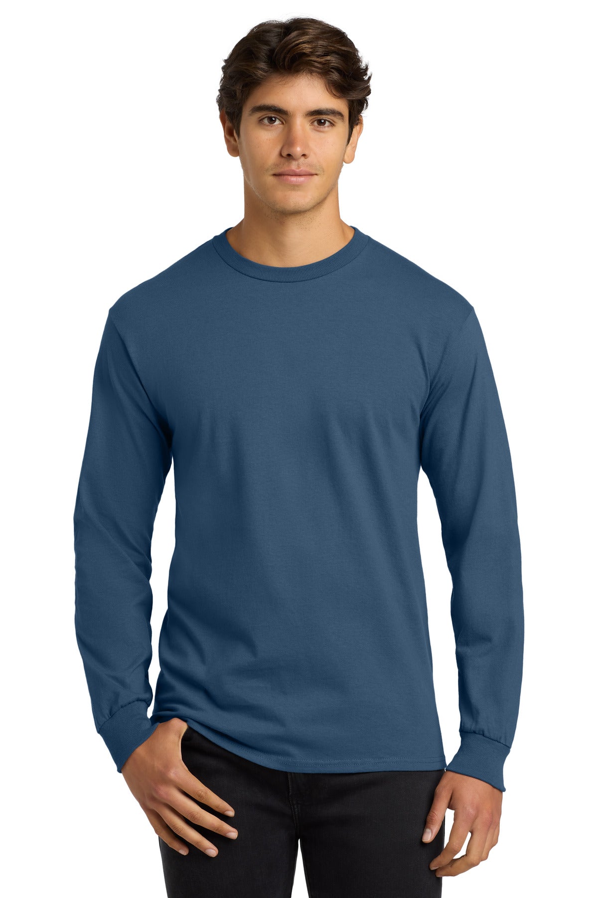 Gildan - Ultra Cotton 100% US Cotton Long Sleeve T-Shirt. G2400 - Indigo Blue - front