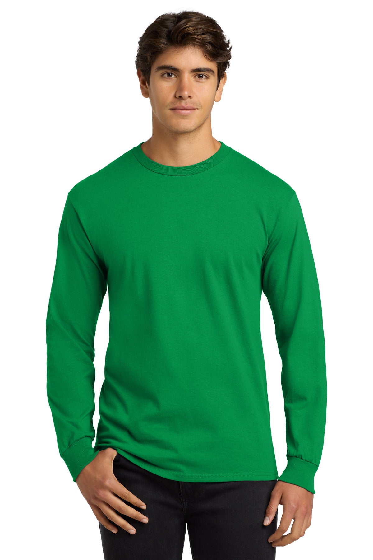 Gildan - Ultra Cotton 100% US Cotton Long Sleeve T-Shirt. G2400 - Irish Green - front