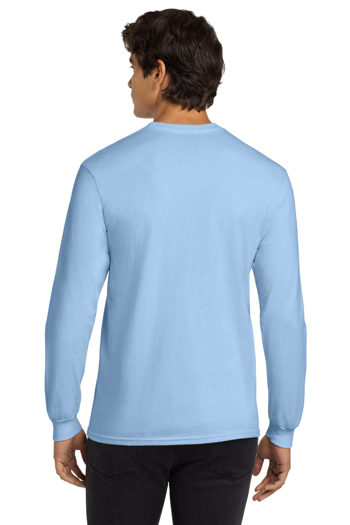 Gildan - Ultra Cotton 100% US Cotton Long Sleeve T-Shirt. G2400 - Light Blue - back