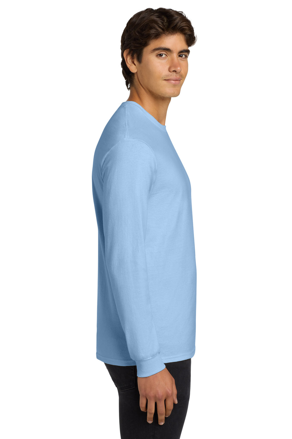 Gildan - Ultra Cotton 100% US Cotton Long Sleeve T-Shirt. G2400 - Light Blue - side