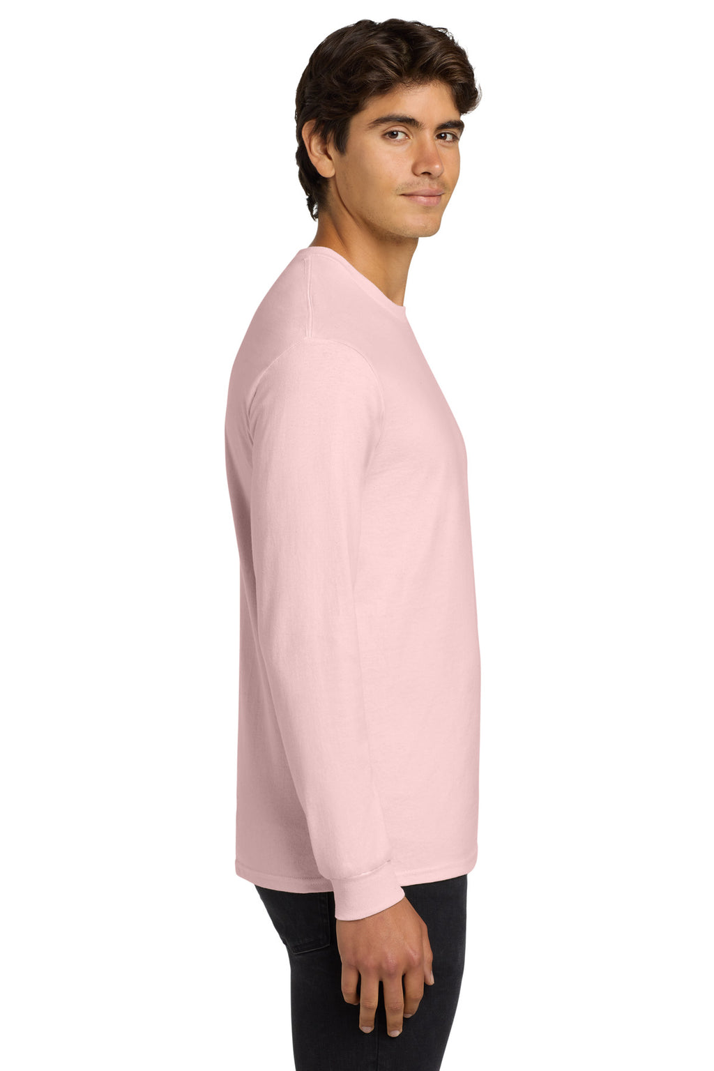 Gildan - Ultra Cotton 100% US Cotton Long Sleeve T-Shirt. G2400 - Light Pink - side