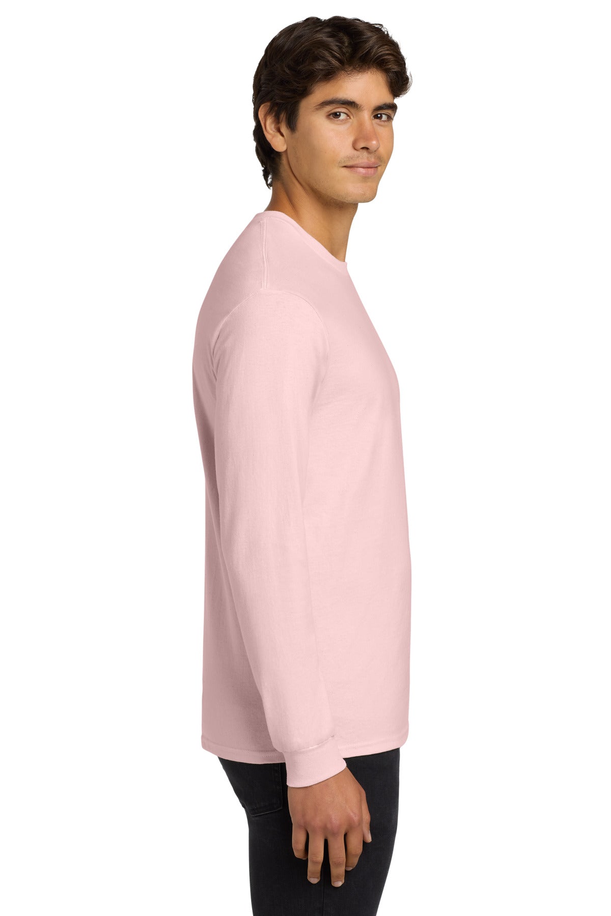 Gildan - Ultra Cotton 100% US Cotton Long Sleeve T-Shirt. G2400 - Light Pink - side