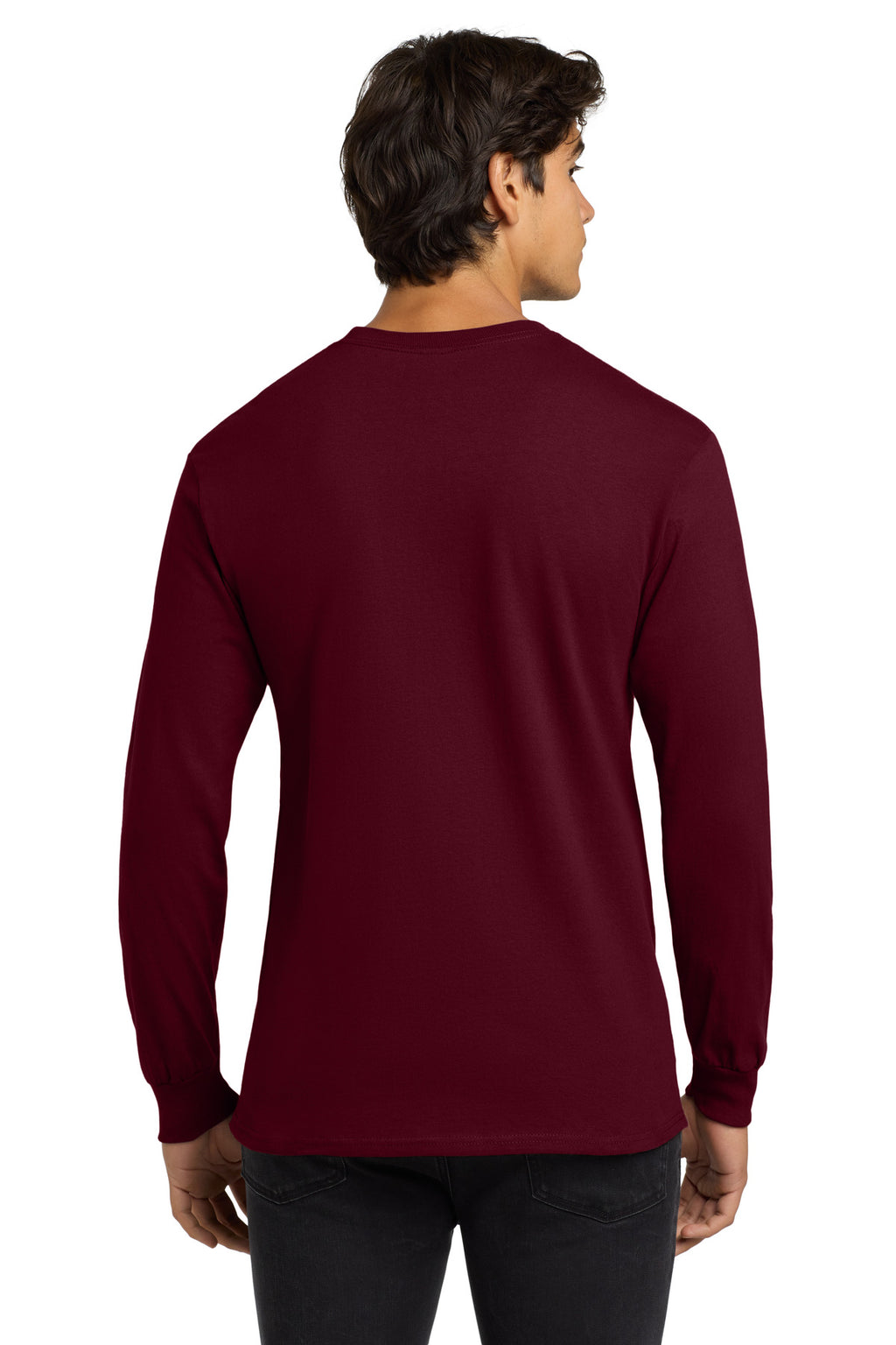 Gildan - Ultra Cotton 100% US Cotton Long Sleeve T-Shirt. G2400 - Maroon - back