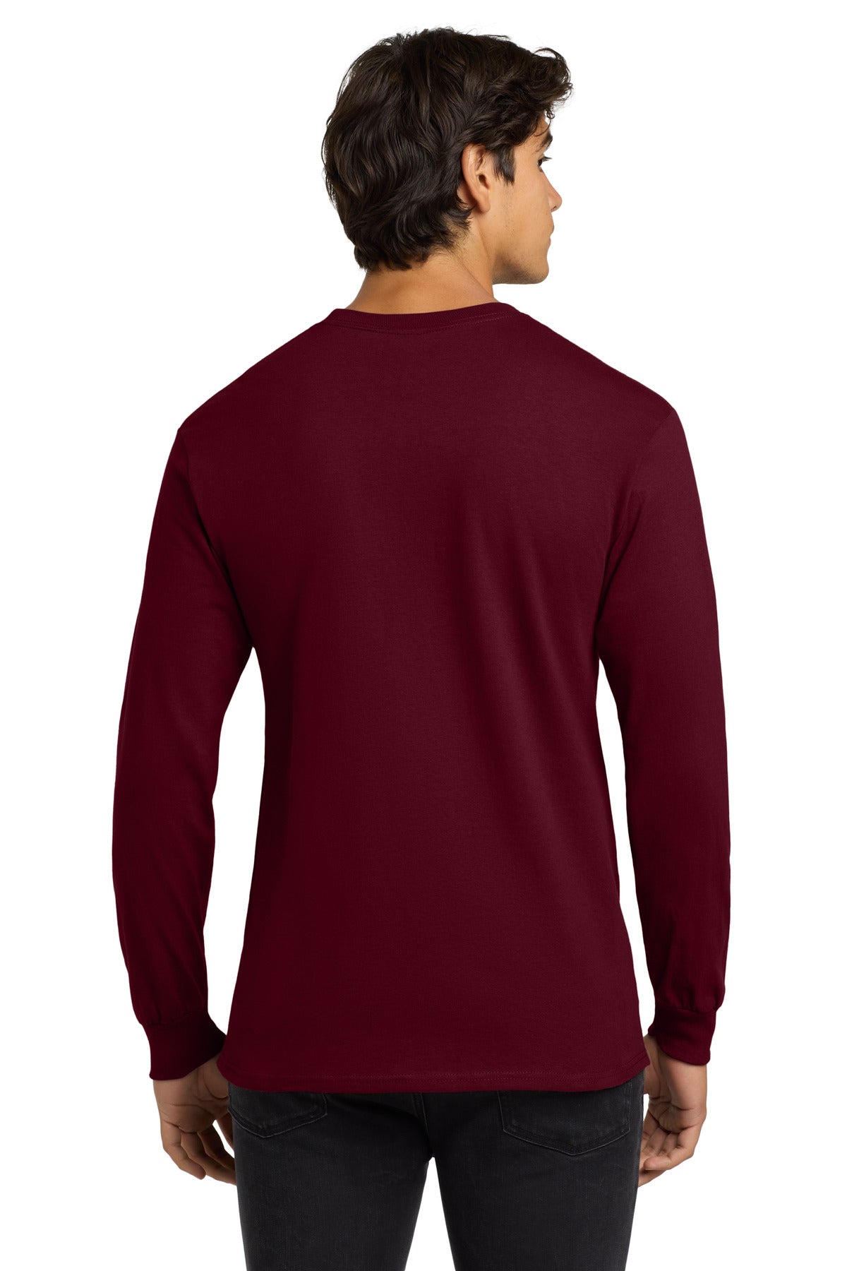 Gildan - Ultra Cotton 100% US Cotton Long Sleeve T-Shirt. G2400 - Maroon - back
