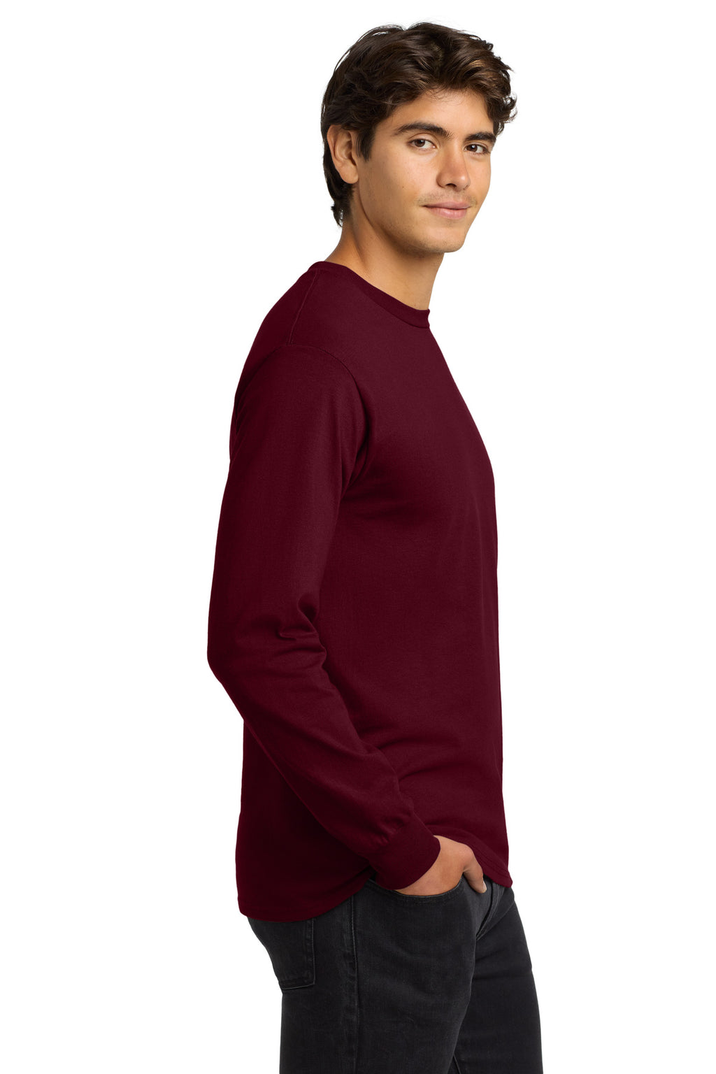 Gildan - Ultra Cotton 100% US Cotton Long Sleeve T-Shirt. G2400 - Maroon - side
