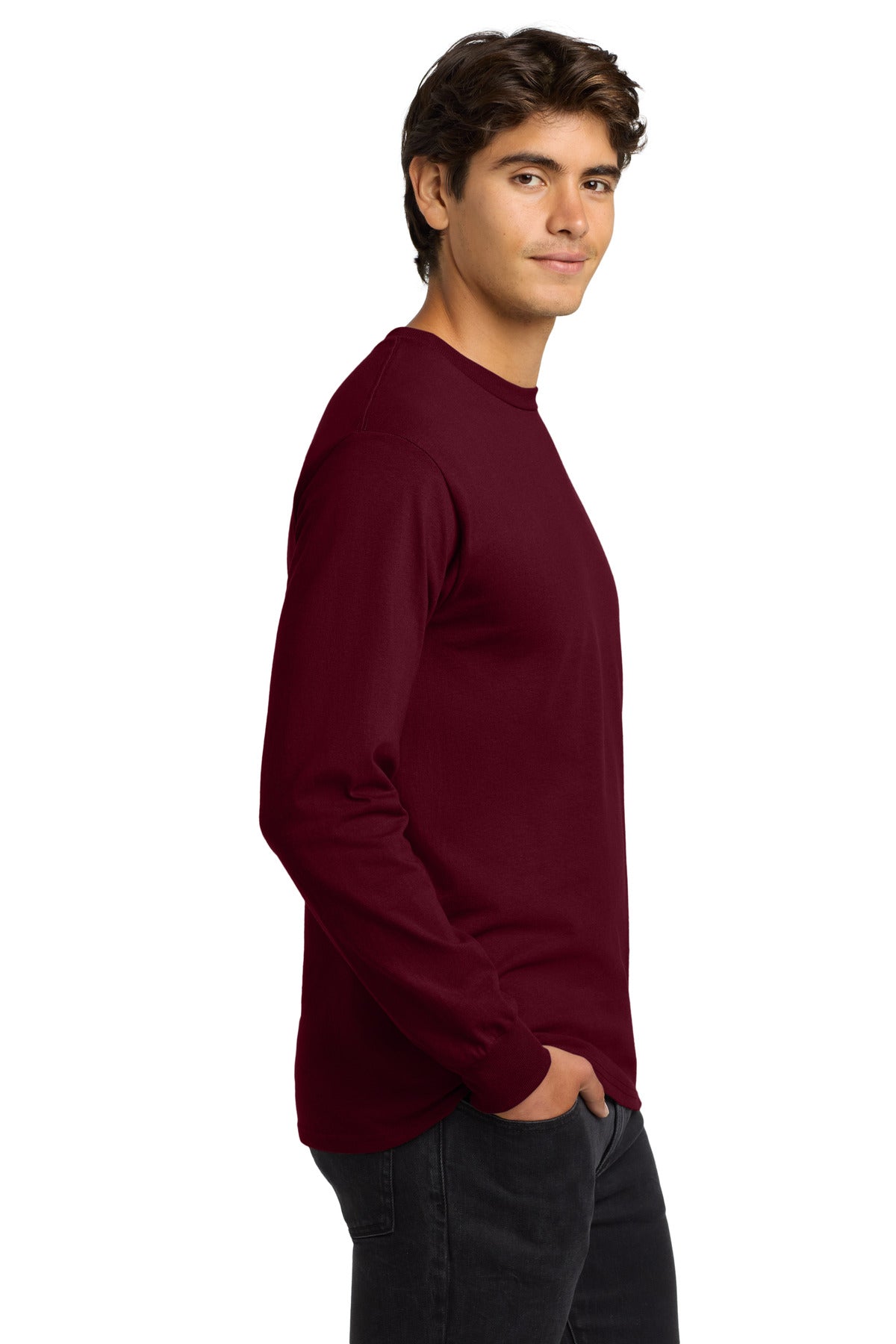 Gildan - Ultra Cotton 100% US Cotton Long Sleeve T-Shirt. G2400 - Maroon - side