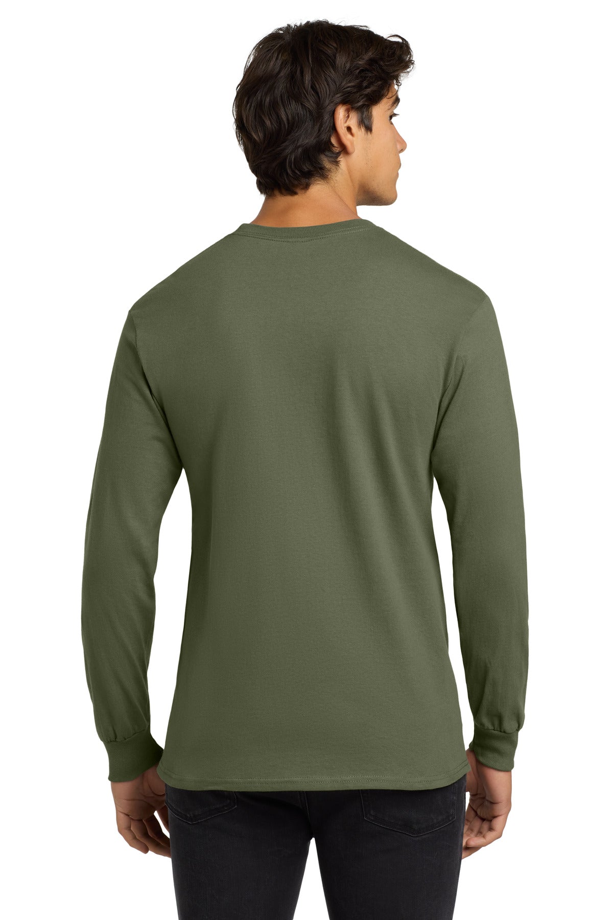Gildan - Ultra Cotton 100% US Cotton Long Sleeve T-Shirt. G2400 - Military Green - back