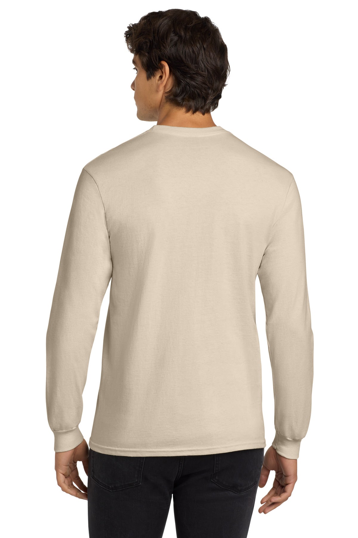 Gildan - Ultra Cotton 100% US Cotton Long Sleeve T-Shirt. G2400 - Natural - back