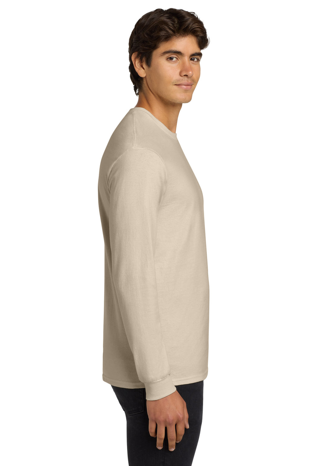 Gildan - Ultra Cotton 100% US Cotton Long Sleeve T-Shirt. G2400 - Natural - side