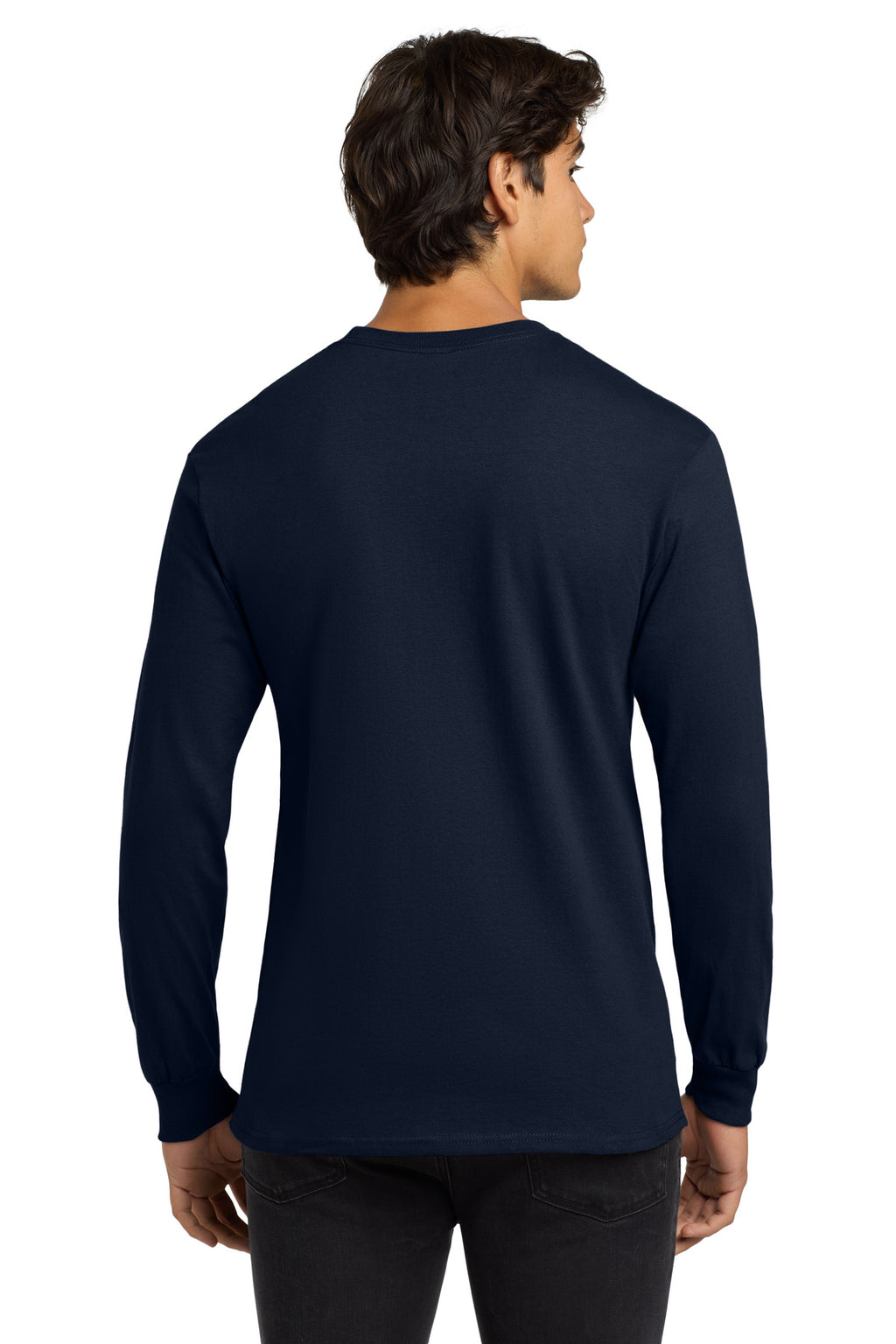 Gildan - Ultra Cotton 100% US Cotton Long Sleeve T-Shirt. G2400 - Navy - back