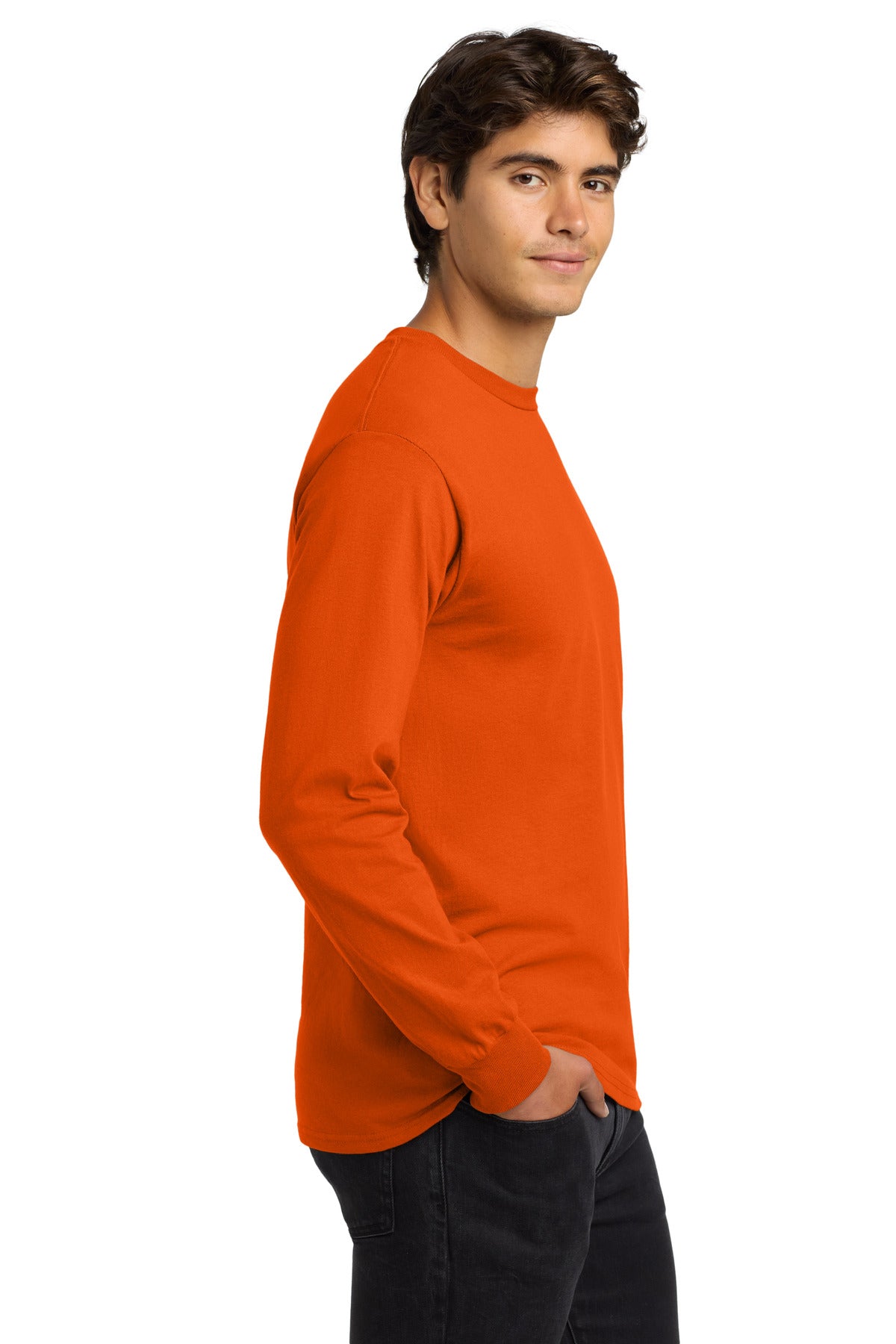 Gildan - Ultra Cotton 100% US Cotton Long Sleeve T-Shirt. G2400 - Orange - side