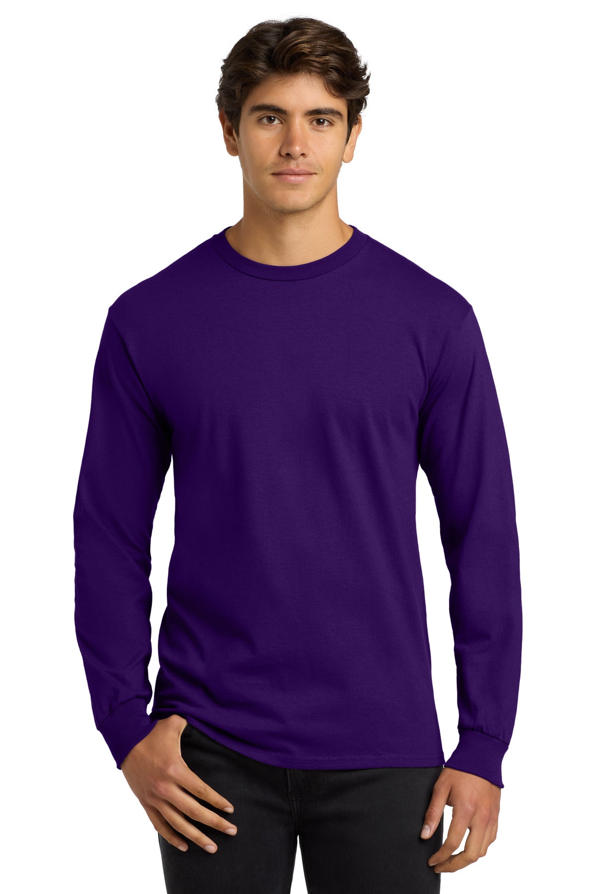 Gildan - Ultra Cotton 100% US Cotton Long Sleeve T-Shirt. G2400 - Purple - front