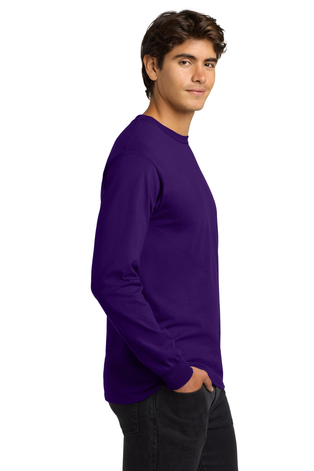 Gildan - Ultra Cotton 100% US Cotton Long Sleeve T-Shirt. G2400 - Purple - side